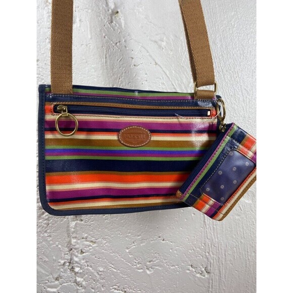 FOSSIL STRIPED CROSSBODY BAG 9 X 7 ID WALLET - Picture 2 of 5